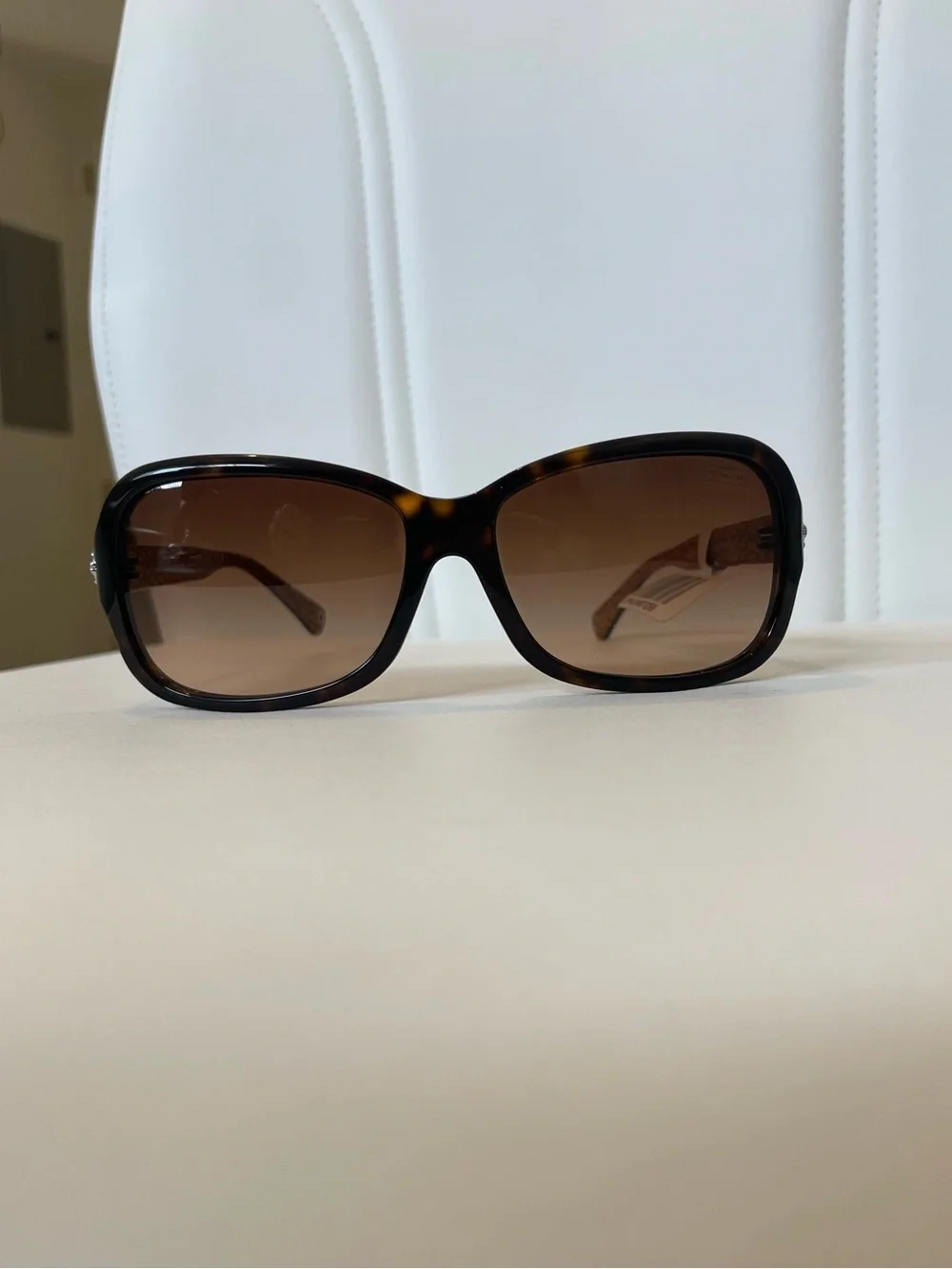 Coach Oversized Tortoiseshell Sunglasses with Brown Gradient Lenses